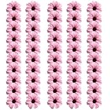 Perfk 全10色　デイジー　ミニフラワー　花ボール　装飾造花　人工シルク　フラワーヘッド　DIY素材　帽子飾り　3.5cm　結婚式　約50個 - ピンク