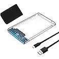 YFFSFDC Type-C 2.5インチ HDD/SSDケース USB3.1 Gen1 ドライブケース SATA III 外付けハードディスク 6Gbps 高速データ転送 UASP対応 透明シリーズ ポータブル SSD ドライブ ケース SATA 