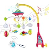 Wishtime 赤ちゃん おやすみメリー フロアーメリー 音楽ベッドメリー 寝かしつけ用品 360度回転 投影 メロディ 0歳から モビール おもちゃ 知育玩具 赤ちゃん メリー