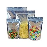 （価格/50 PCS）アスパイアクリア/シルバースタンドアップジッパー付きポーチ - FDA対応 0.03kg〜1.81kg - 21cmx 35cmx 10cm/0.68kg