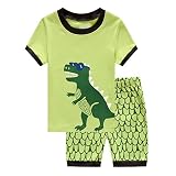 春夏 子供服 キッズ 男の子 上下セット 半袖Tシャツ半ズボン パジャマ 3デザイン さめ柄 ブルー 綿130 140 (8歳(125-135cm), グリーン)