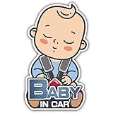 【DESIGNZ】ワーカーメッセージシリーズ マグネット BABY IN CAR「赤ちゃんが乗っています」 (屋外内用：耐水/耐候) 日本製 (150ｍｍ×90ｍｍ×0.8mm)