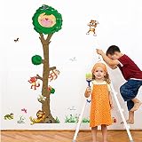 Cartoon Animals Height Measurement Wall Stickers Growth Chart Removable Wall Decals Home Decor PVC A