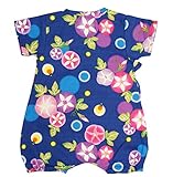 甚平 ロンパース ベビー 新生児 女の子 綿100% 日本製生地 グレコ 朝顔/紺-9754 50-60cm