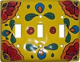 Canary Talavera Triple Toggle Switch Plate by Fine Crafts & Imports