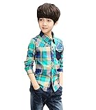 [FERE8890] 男の子 長袖シャツ カラフル チェック 子供 カジュアル トップス 卒業式 入学式 フォーマル グリーン150#(身長じゃない)
