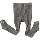 FEOYA ベビータイツ リプ柄 レギンス キッズ 女の子 ソックスタイツ グレー 秋冬 綿 防寒 発表会 結婚式 お正月 お誕生日 七五三 フォマール 90 2-4歳