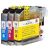 LC211 (C/M/Y) 3色セット ブラザー用 純互換インクカートリッジ 残量表示 最新ICチップ Morishop製 LC211C L