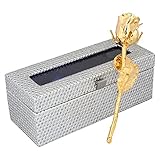 Buycrafty 24K Gold Dipped Natural Rose With Beautiful Silver Box Best Gift for Valentine's Day, Moth