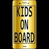 14色 KIDS ON BOARD Android ステッカー【KIDS IN CAR スマホ モバイル xperia アンドロイド 携帯 電話 シンプル 赤ちゃん 男の子 女の子】 (ミラーゴールド