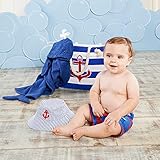 ベビーアスペン Baby Aspen 男の子用くじらさんトランクス水着xキャンバス地イカリアップリケ付きマザートートバッグ超豪華4点セット [並行輸入品]