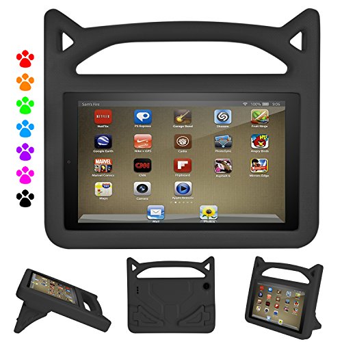 huaupケースfor Fire HD 7 2017タブレット、Kids Light Weight Shock Proof Friendly Convertibleハンドル保護スタンドカバーケースfor Fire HD 7 Inch表示タブレット (第7世代、2017年リリース)Kindle Fire 7 ブラックの表紙