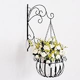フラワースタンド サスペンションフラワースタンド、アイアンフラワーラック壁掛けラウンドフラワーバスケット Flower racks (色 : D, サイズ さいず : 54 * 26CM)
