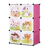 ALEKO SCAB03PK Whimsical Children's 3 Level 6 Cube Interlocking Multipurpose Animal Themed Storage O