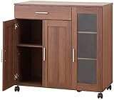 メッテ　たっぷり奥行キッチン収納シリーズ カウンターワゴン　ウォルナット