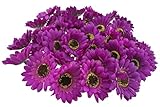 DIYハンドメイドフェイク人工フェイク花布3層デイジーとグリーンプラスチックStemホームウェディングパーティーdecoration-30 Pieces パープル BD161P