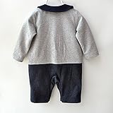 S'Mベビーフォーマルロンパース男の子スーツ風カバーオール子供服男児 長袖 紺グレーG9