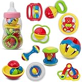 赤ちゃんのラトルボトルセット10 Piece – Balls – ベル – Sounds – グリップ – ピンクGirls
