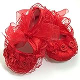 【GLASS FROG】ベビールームシューズ ベビーソックス 新生児 赤ちゃん レース 花柄 可愛い ちっちゃい レッド