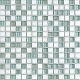 【B'stile】小粒なガラスと大理石をミックスしたモザイクタイル「Shiny Mable - シャイニーマーブル」（天然石＋ガラス｜15mm角｜屋内壁用）1シート (スノーホワイト)