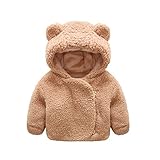 ZooArts ベビー服 コート 新生児サイズ 厚手 ジャケット 可愛い クマの耳 フード付き 秋冬 防寒 保温 アウターウェア 女の子 男の子 子供服 ファッション おしゃれ ふわふわ 暖かい (ピ