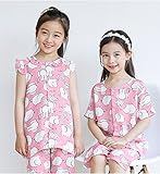 【あるこんたるこん】(TB-N) ルームウェア ピンクエル ベビー キッズ ジュニア 女の子 フリルスリーブ ハーフパンツ パジャマ コットン (140)