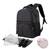 DYSONGO バックパック レディース 3WAY リュック トート 多機能 バックパック 大容量 オムツ替え用シート付き (ブラック)