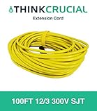 100FT Extension Cord 12/3 300V SJT; Heavy Duty, Durable and Flexible for Indoor/Outdoor Use (100 Foo