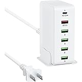 USB 急速充電器 65W PD充電器 6ポート【PD20W&QC3.0/6台同時充電/コンパクトサイズ】1USB-C&5USB-A acアダプター ハブ 電源タップ スマホ充電器 USBチャージャー iPhone/Android機種など対応