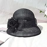 Hatrita-J 帽子女夏麦わら優雅花麻帽百搭日除け帽砂浜帽復古広い縁亜麻麦わら潮,d