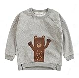 PANCY 子供服 春秋 冬 長袖 Tシャツ トレーナー 丸い襟 男の子 女の子 ベビー 裏起毛 おしゃれ カジュアル ファッション 可愛い 動物柄 熊 プリント 3色