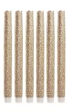 9 Inches Melted Led Taper Candles with Timer,Battery Operated,with Gold Glitter,Pack of 6 [並行輸入品]