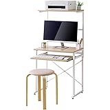 アイリスオーヤマ 机 オフィス PCデスク 幅60×奥行42×高さ127cm パソコン ワークデスク 組立品 TDK-6042 ライトナチュラル/ホワイト