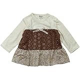 《H29年春物》(日本製) Pample Mousse(パンプルムース) クリスタルローンプリント+ドビーSZ天竺切替花柄リボン付オーバーブラウス 90cm/IV NO.DP-71214