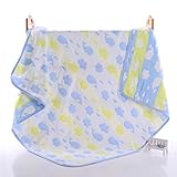 6重赤ちゃんおくるみ ガーゼケット 入浴用　ふわふわ暖かい　柔らかい肌触り ガーゼタオル ベビーブランケット クジラ ブルー