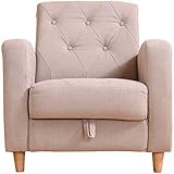 アビライト 大川家具 収納庫付 1人掛け ファブリックソファ ベージュ GKB-0006