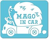 imoninn MAGO in car ステッカー　【マグネットタイプ】　No.37　ハリネズミさん　（水色）