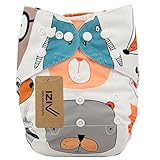 iZiv新生児1厚いおむつ付きオーガニック幼児防水/調整/再利用可能/洗えるポケット布おむつのフィット赤ちゃん0.5-3歳（動物）