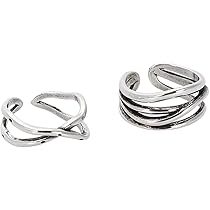 Amazon | [ALOHAMONI] ヴィンテージ リング 2点セット 4連カーブリング  