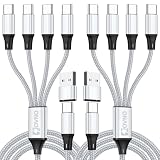 Jovno【2本セット 1.2m】USB A/C to Type C タイプc ケーブル PD+QC対応 3.1A急速充電 4in2 充電ケーブル 4 USB Cポート 同時給電可能 ナイロン編み iPhone 15/Plus、15Pro、15 ProMax、iPad mini6、iPad Pro/Air、Galaxy S24、S23、S22/Ultra Pixel、Sony等Type-c機種対応