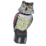 Fityle 防鳥具　本物のように　フクロウ　デコイ　かかし　動物　害虫駆除　頭が動く　便利性