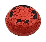 中国スタイルブラックリバー花柄彫漆宝石箱の2つの小品