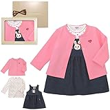 MIKIHOUSE(ミキハウス)出産祝い BOX Ｌ付ドット＆うさこジャンパースカート＆カーディガンギフトセット フリー(70-80cm),紺（03）