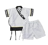 AvaCostumeベビーボーイズストライプタイガープリント着物ショーツセット 9M