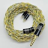 【BIGMANGO-蓮】2pin4.4mm金メッキ＆銀メッキ＆銅混合ケーブル 2pinリケーブル 4芯イヤホンアップグレードケーブル 4.4mm交換ケーブル (2pin4.4mm)