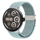 Google Pixel Watchバンド/ピクセルウォッチ 3・4（45mm）対応 編み込み伸縮ベルト 男女兼用 パラシュートバックル 通気性ストレッチナイロン スポーツ band 交換用アクセサリー