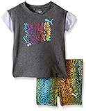 Puma Girls ' Top and Biker Short Set カラー: グレイ