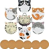 Amyaker ダイヤモンドアート コースター キット DIY 猫 ダイヤモンドビーズ コースター 5Dダイヤモンド塗装キット 英字ダイヤモンド コースター キット手芸キット 初心者 大人 子供用 アートクラフト用品 猫 6個入 ホルダー付き