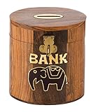 銀行お金Elephant Piggy Coin保存ボックスTinギフト子供木製ハンドメイドボックス – 4インチ