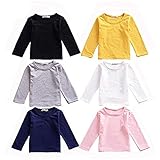 Ochine 6枚セット 長袖カットソー Uネック 女の子Tシャツ ボトムシャツ 普段着 綿 春 秋 赤ちゃん キッズ 子供服 ロンT トップス ガールズ 無地 六色展開
